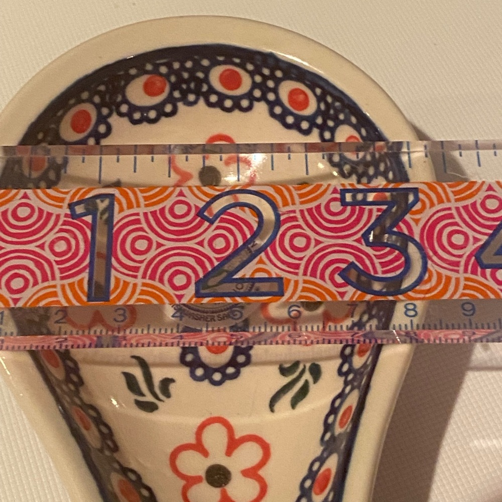 NWT Wiza Boleslawiec Polish Pottery Spoon Rest Signed Poland Red Daisies - Picture 7 of 7